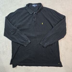 VTG Polo Ralph Lauren Black Long Sleeve Polo Sz 4XLT Cotton